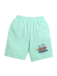 Mint Green Car print Boys Shorts