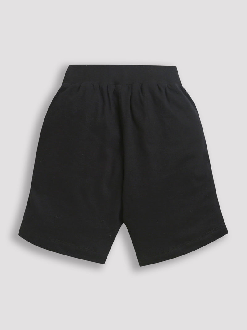 Pack of 2 Black-Plane & Navy Blue-All Shoe Print Cotton Shorts