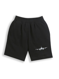 Pack of 2 Black-Plane & Navy Blue-All Shoe Print Cotton Shorts