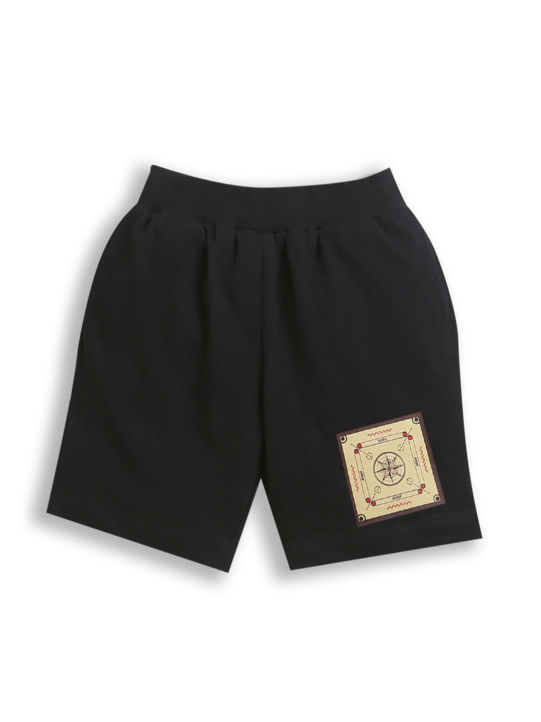 Pack of 2 Black-Carrom & Beige-It's Cool To Be Kind Print Cotton Shorts