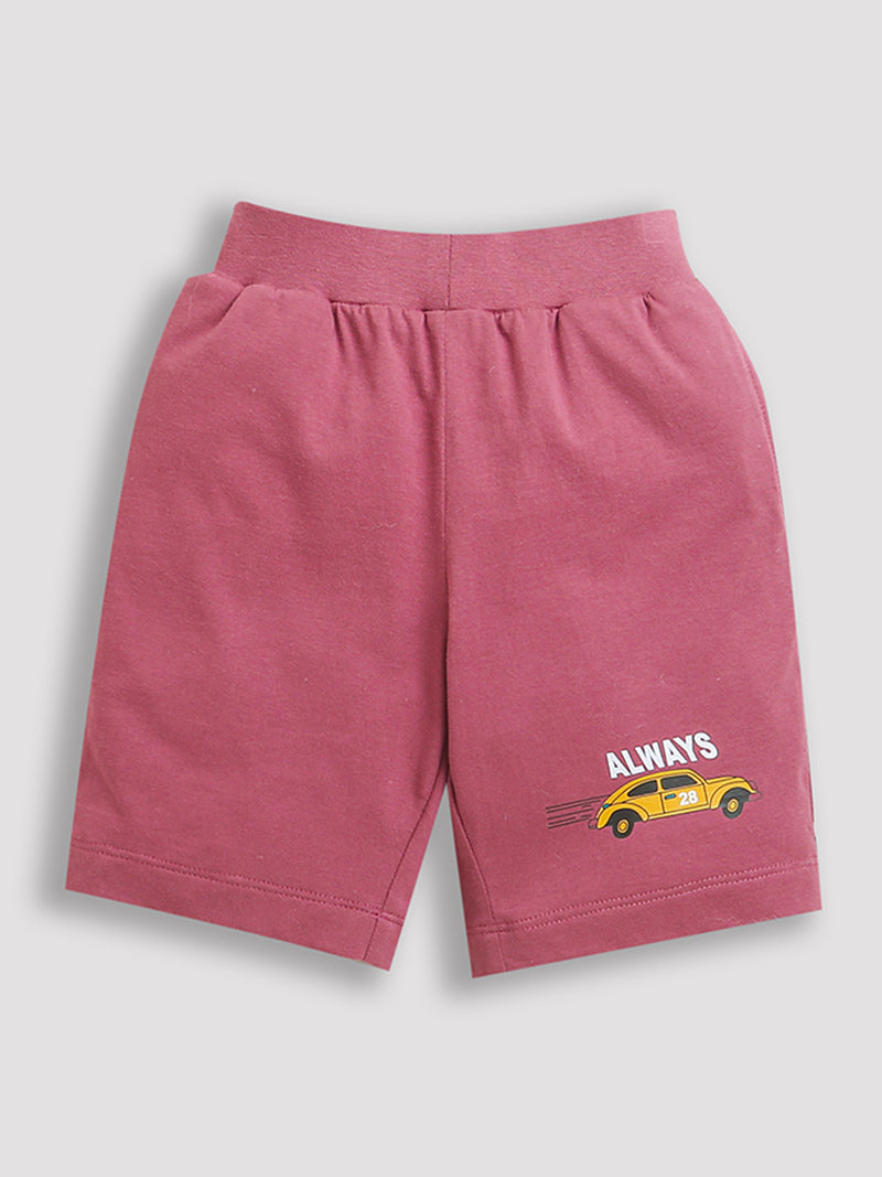 Pink Car print Boys Shorts