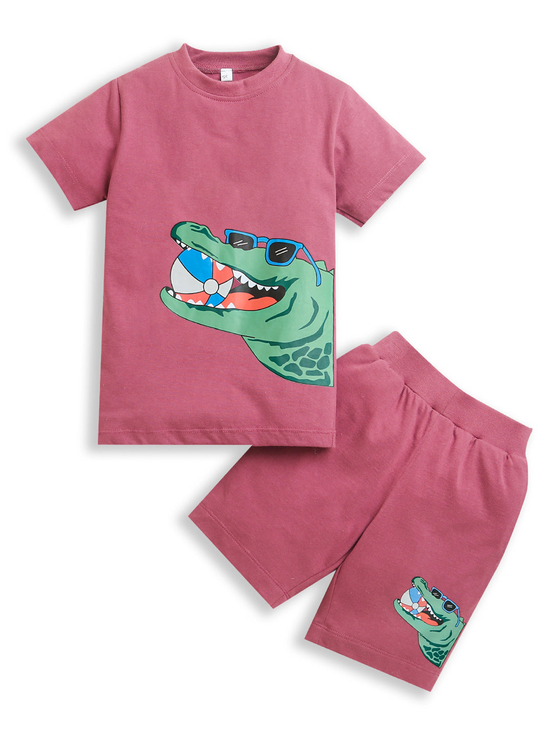 Pure Cotton Pink Alligator with Ball Print Co-ord Set