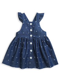 Blue All Over White Dots Sleeveless Dress