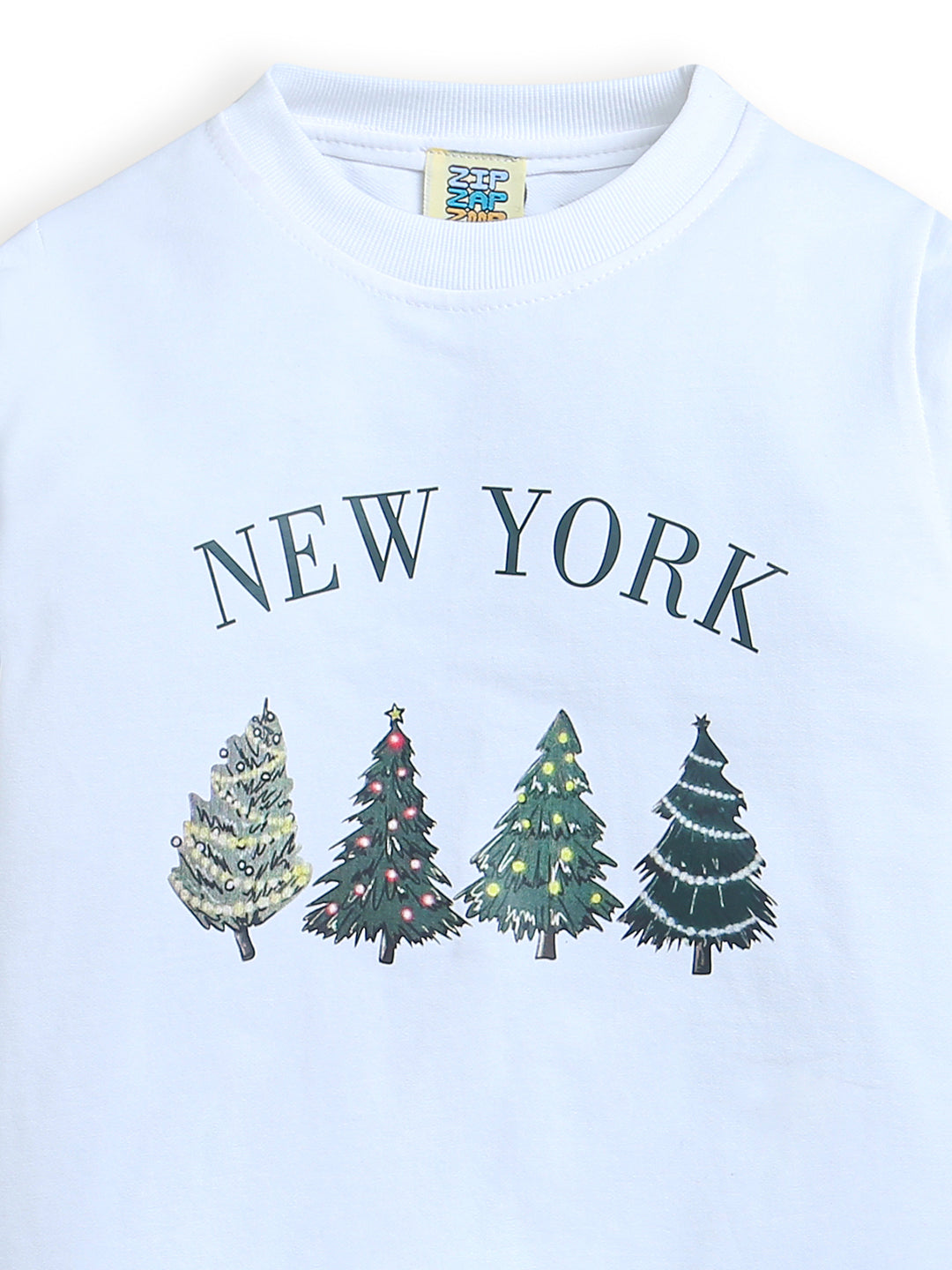 White New York Print Full Sleeve Boys Christmas T-shirt Sweatshirt