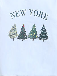 White New York Print Full Sleeve Boys Christmas T-shirt Sweatshirt