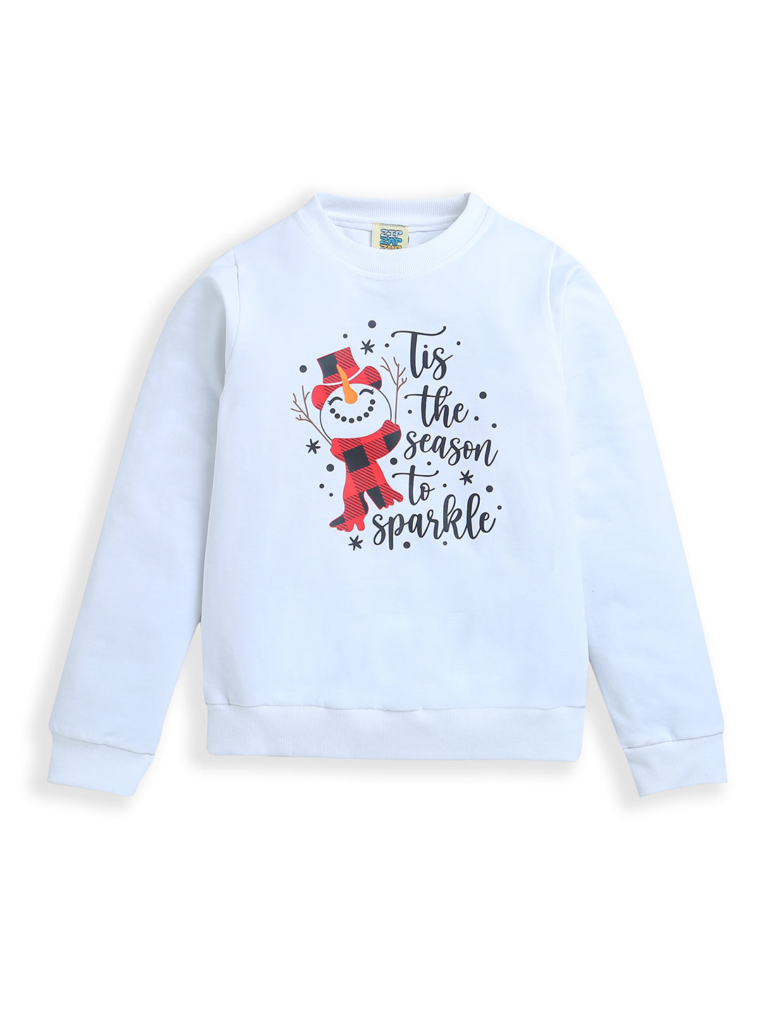 White Snow Man Christmas Print Full Sleeve T-shirt Sweatshirt