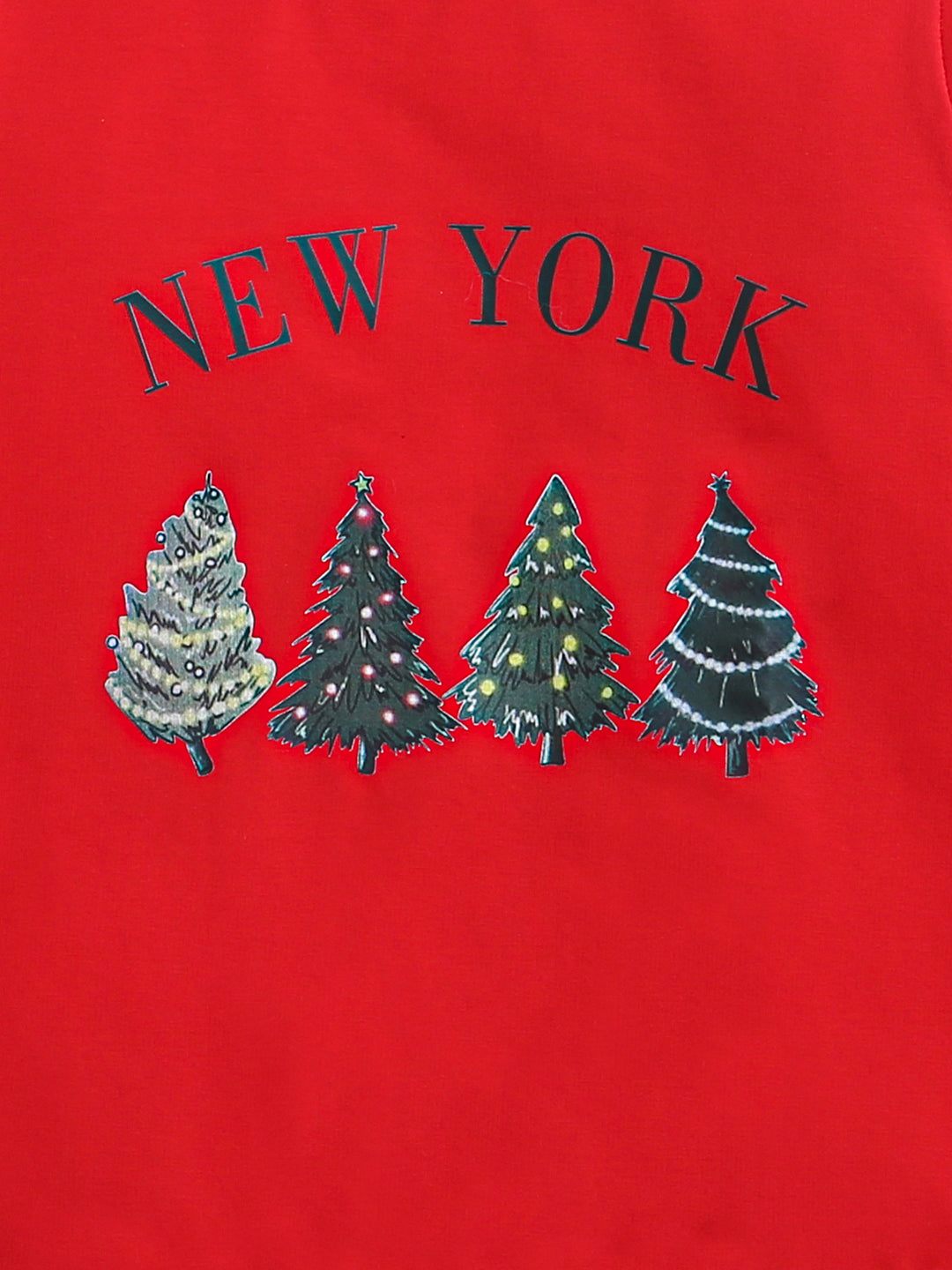 Red New York Full Sleeve  Christmas T-shirts Sweatshirt