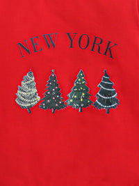 Red New York Full Sleeve  Christmas T-shirts Sweatshirt