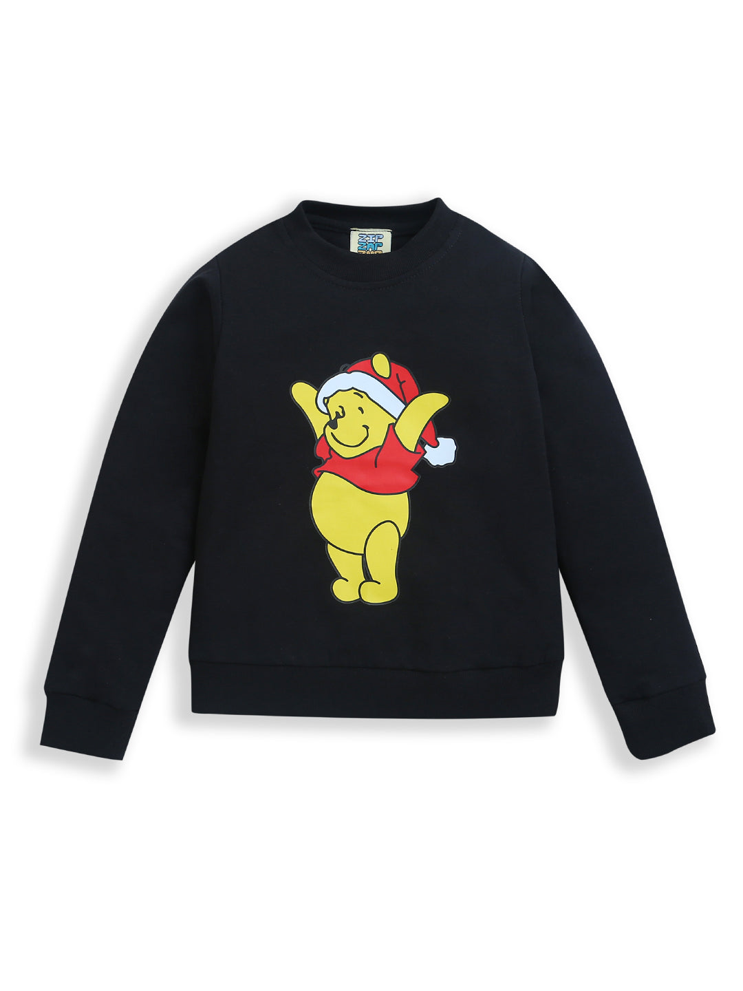 Black PooH Print Full Sleeve Tshirt Sweatshirt