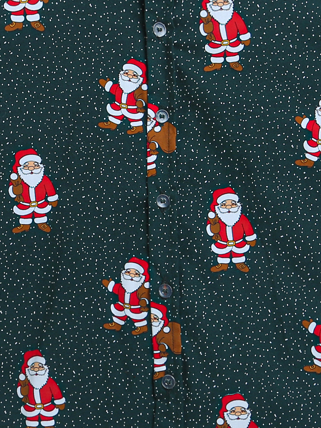 Green All Over SANTA Christmas Print Boys Shirt