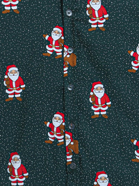 Green All Over SANTA Christmas Print Boys Shirt