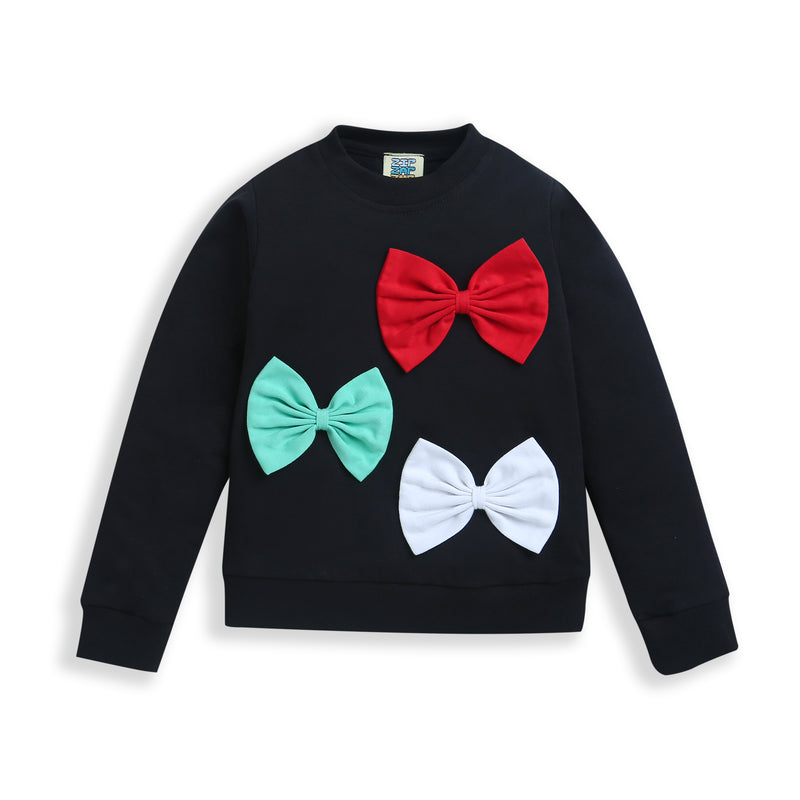 Black Full Sleeve with Three Color Bowtie Sweatshirt