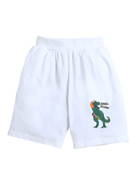 Pack of 2 Sky Blue-Giraffe & White-DinoScore Print Cotton Shorts