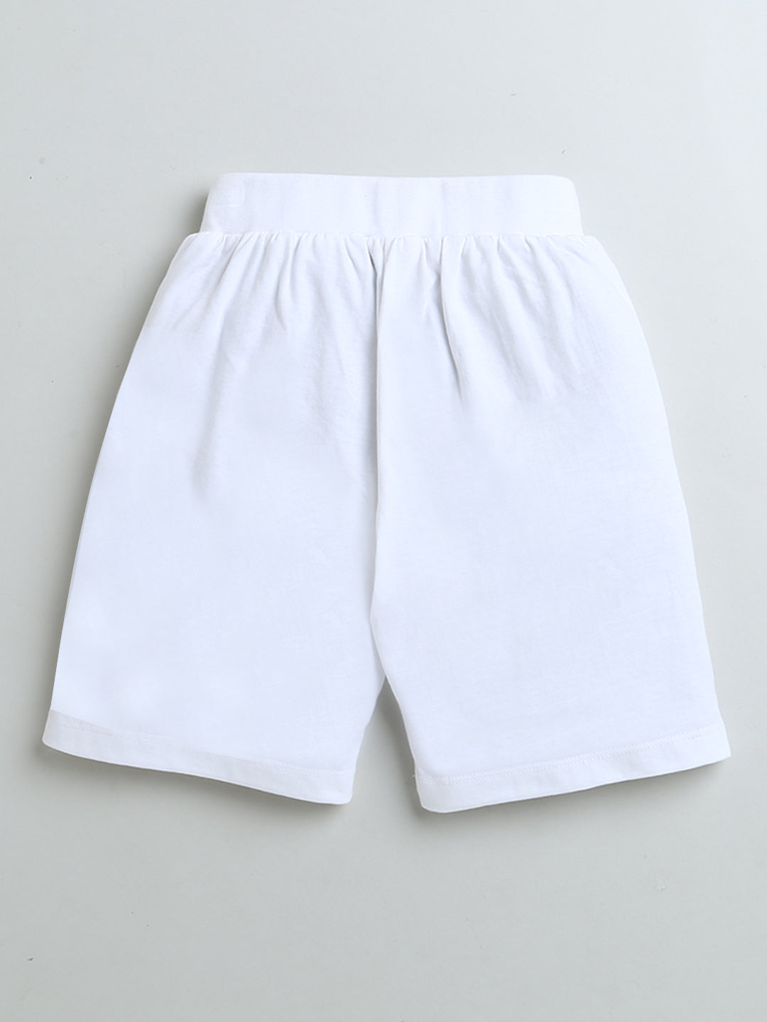 White Dino Score Print Shorts for Boys