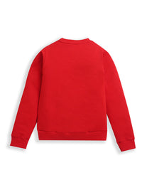 Red Merry & Bright Embroidery Full Sleeve Sweatshirt