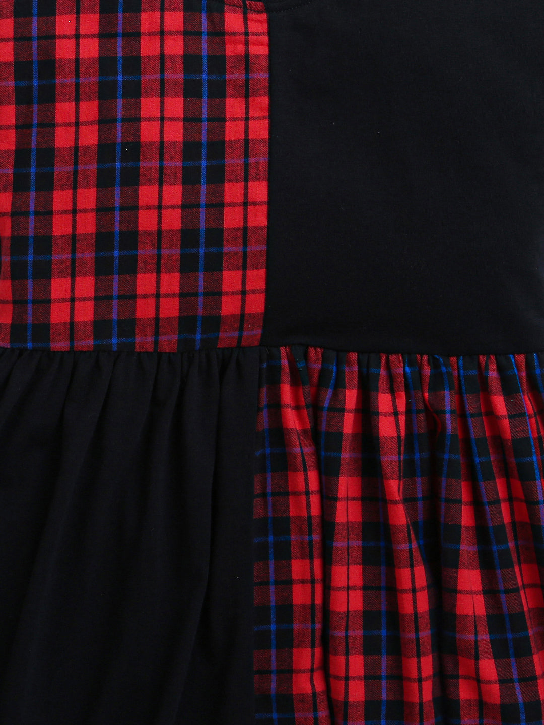 Red & Black Checks Cotton Girls Dress