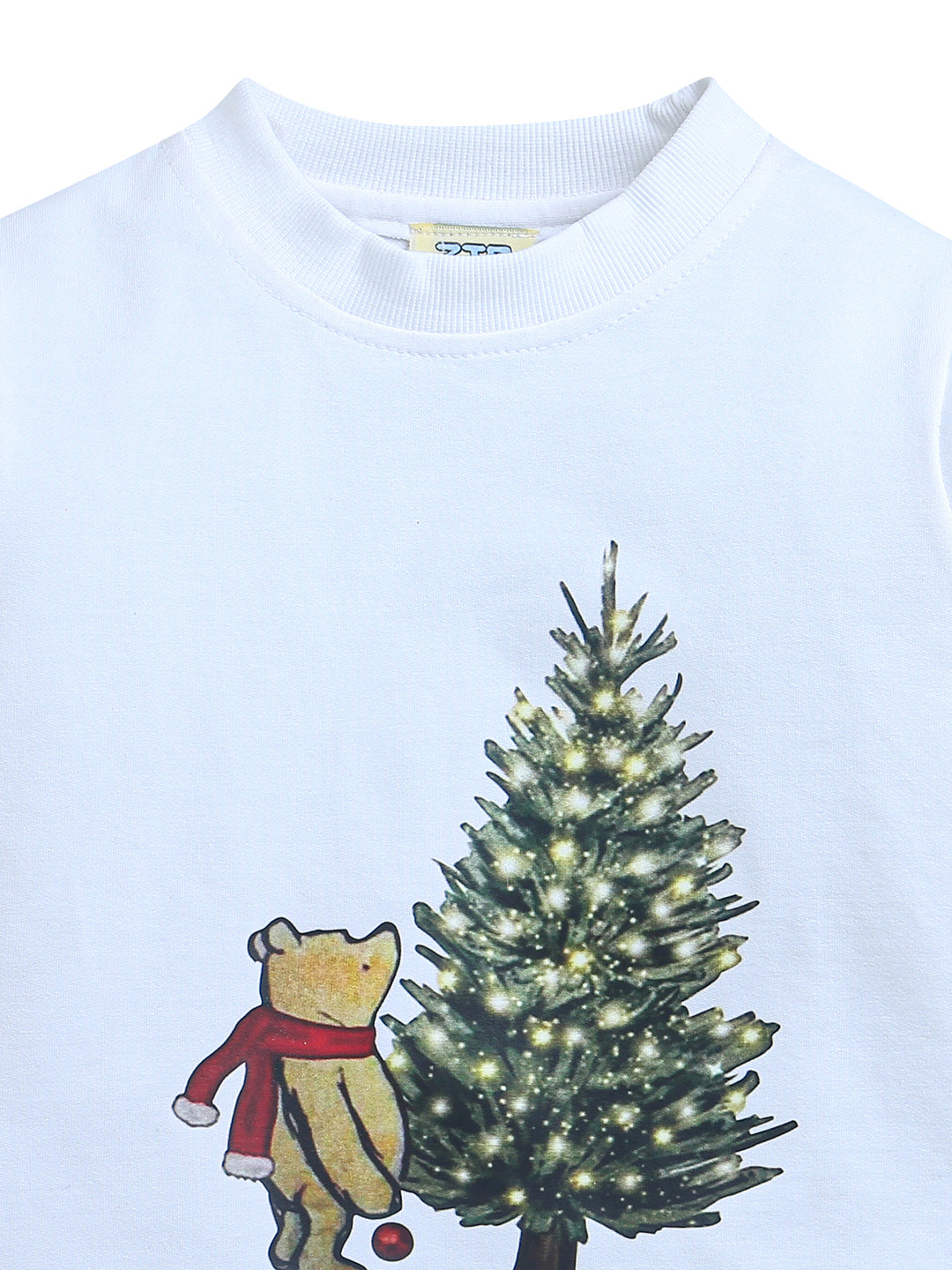 White PooH Christmas Print T-shirts Sweatshirt