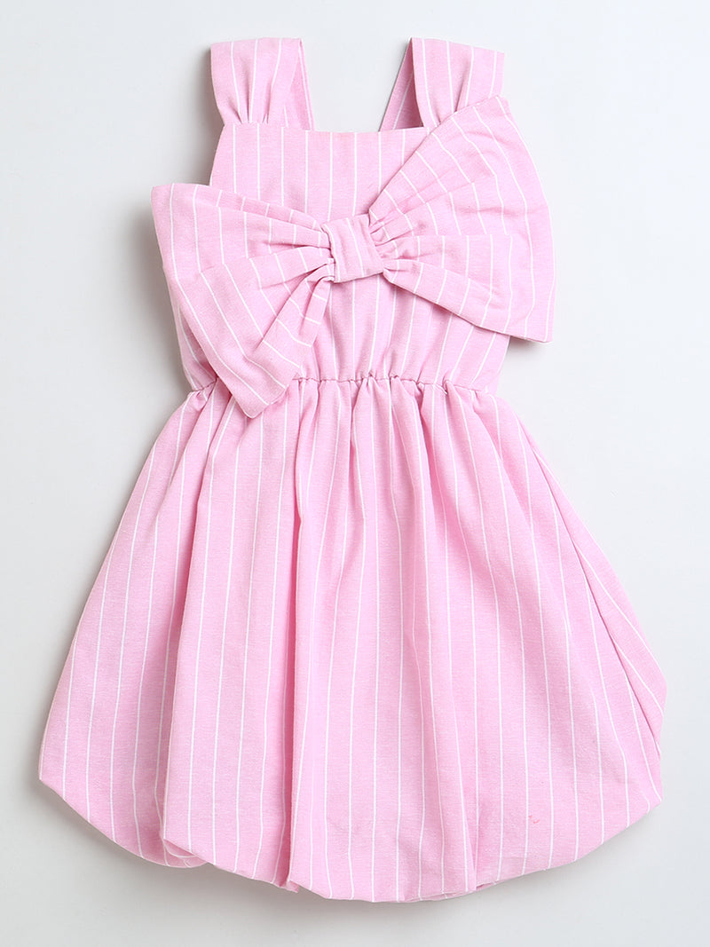 Pink Big Bow Design Sleeveless Dress