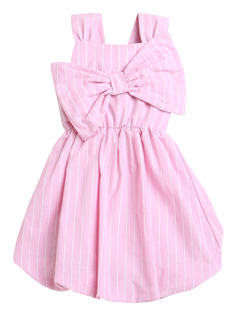 Pink Big Bow Design Sleeveless Dress