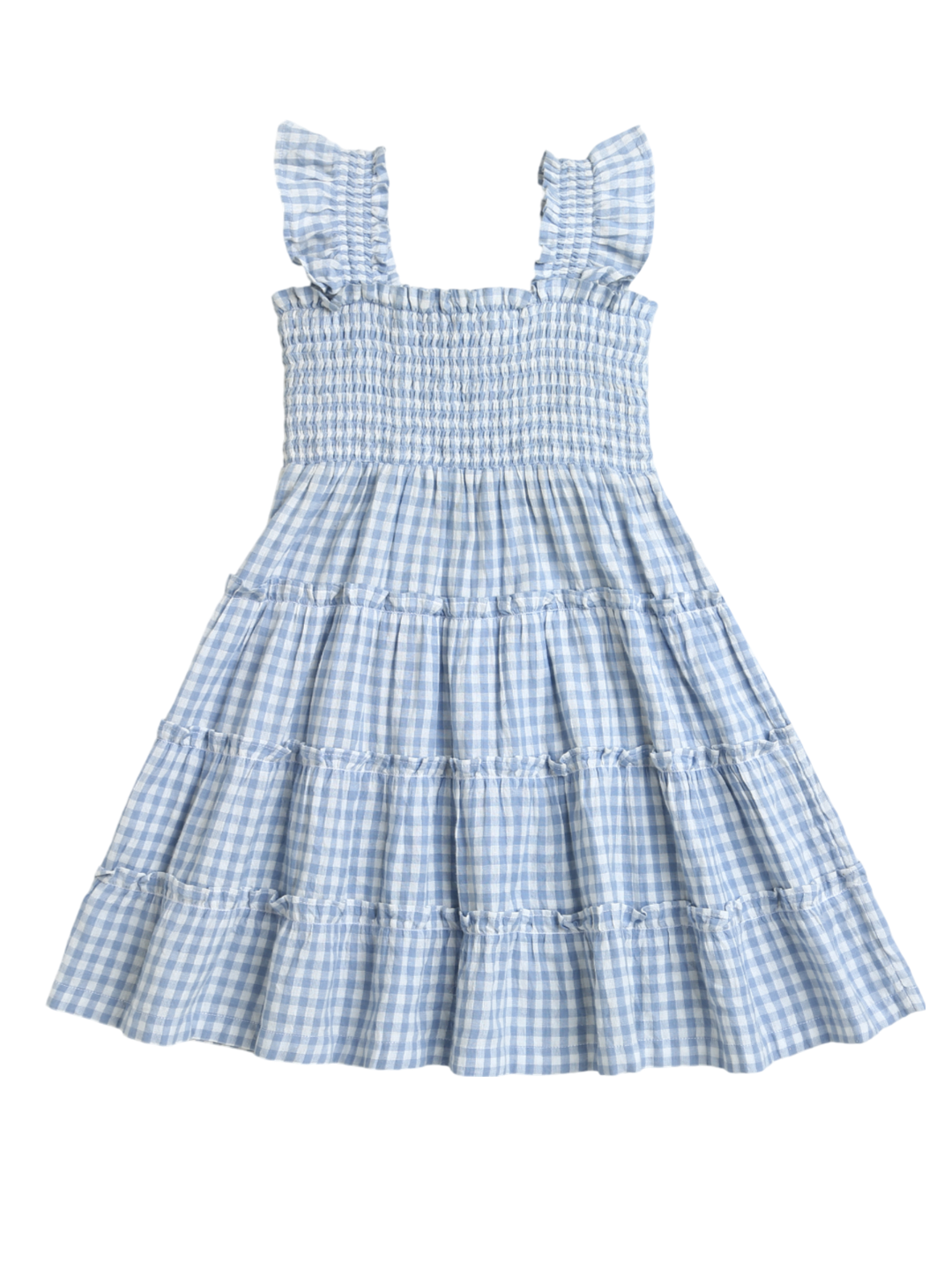 Blue Checks Smoked Sleeveless Dress