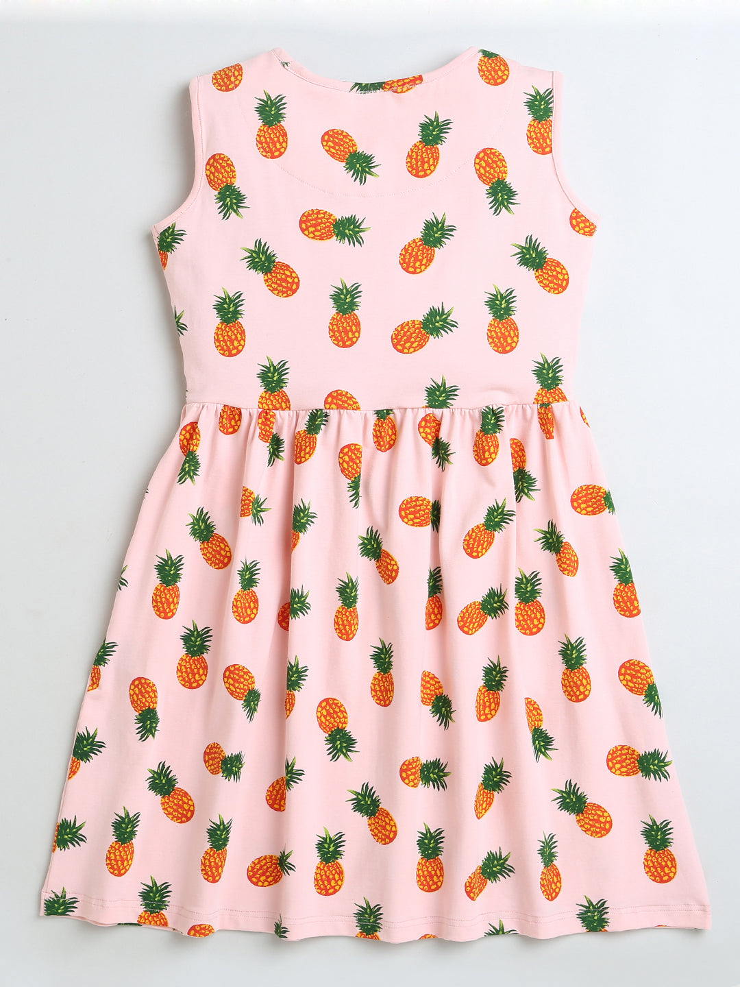 Light Pink Pineapple Print Sleeveless Girls Dress