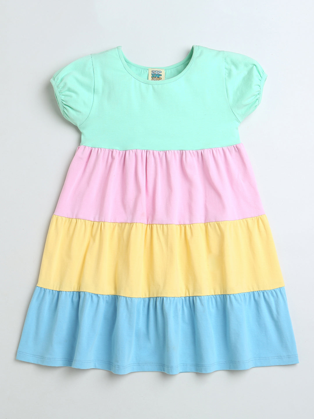 Multicolor Half Sleeve Dress for Girl