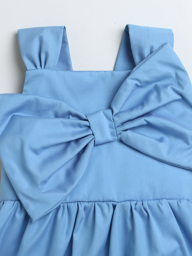 Blue Big Bow Design Sleeveless Dress