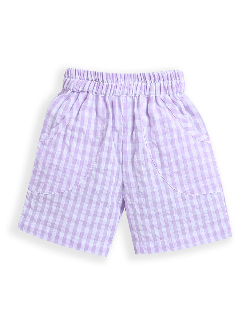 Lilac White Checks Pattern Co-ord Set