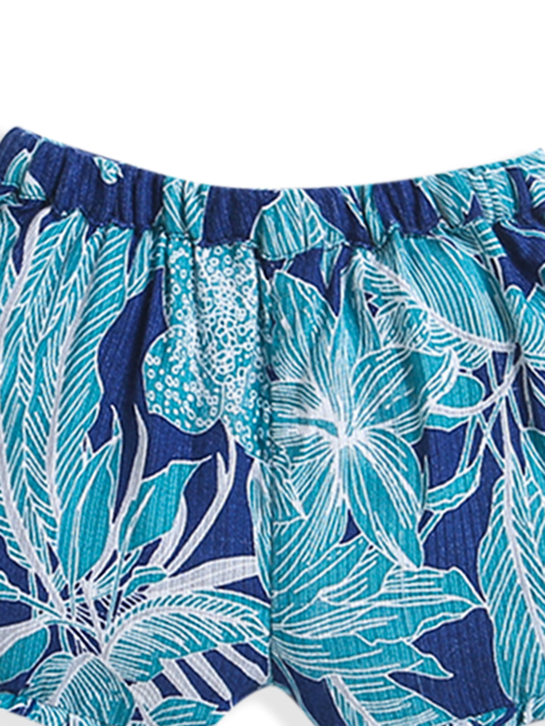 Blue Leaf Print Bloomer Shorts