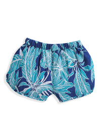 Blue Leaf Print Bloomer Shorts