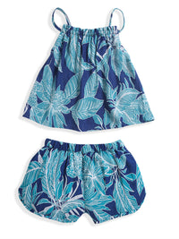 Blue Leaf Print Matching Set