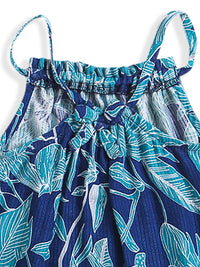 Blue Leaf Print Top