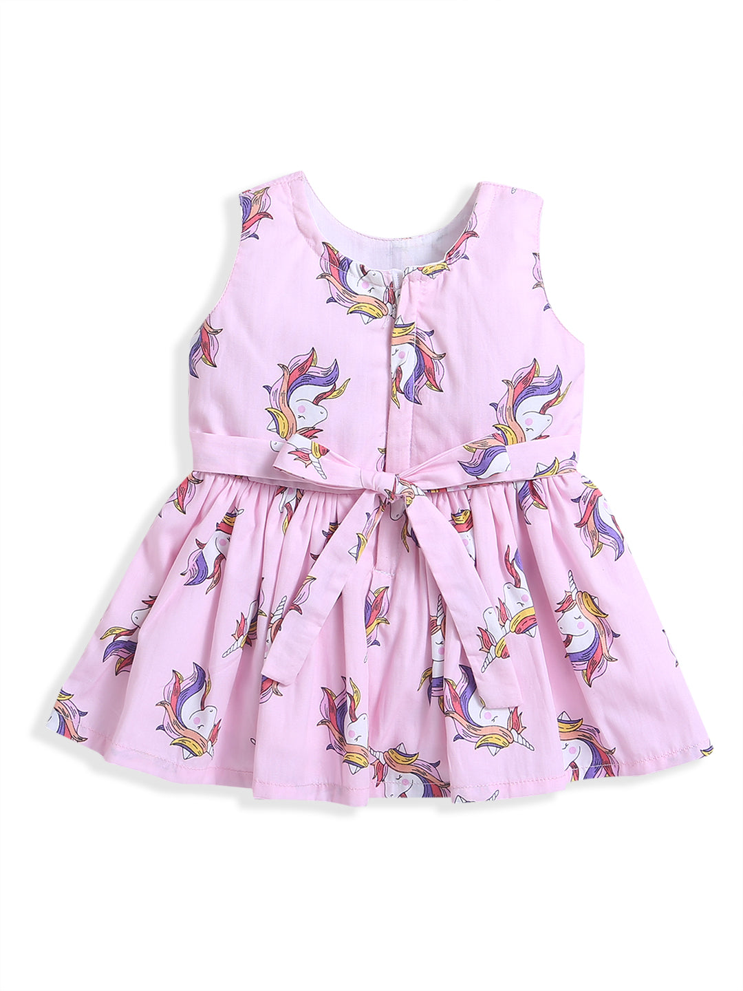 Pink Unicorn Print Sleeveless Baby Girl Dress