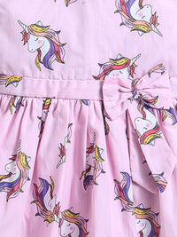 Pink Unicorn Print Sleeveless Baby Girl Dress