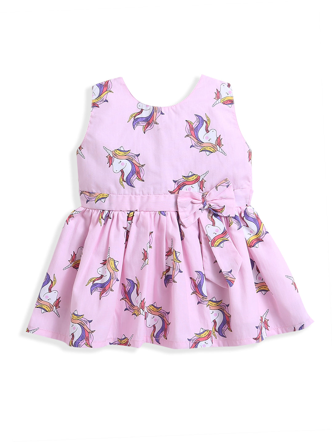 Pink Unicorn Print Sleeveless Baby Girl Dress