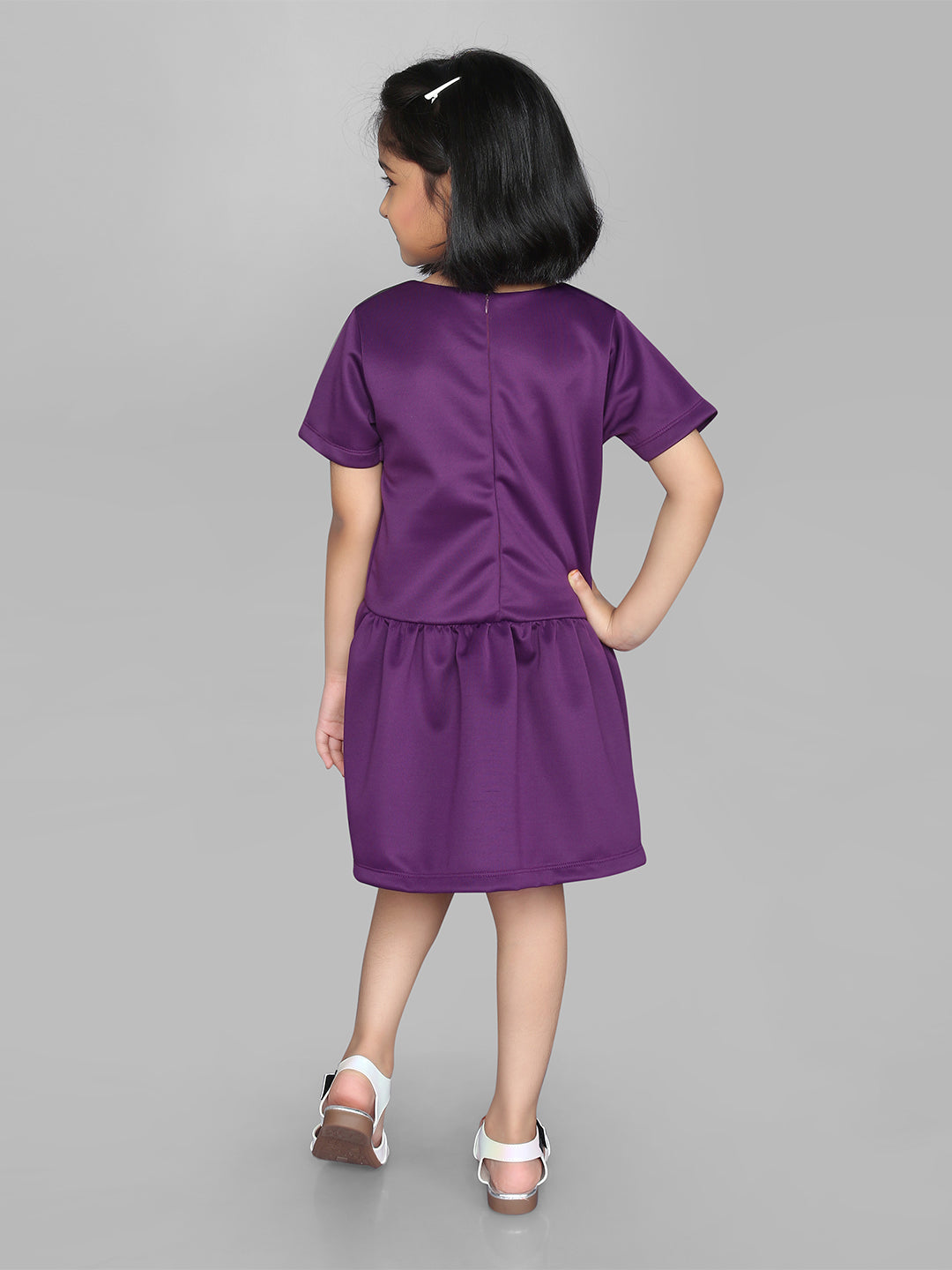 Purple Beautiful Shine Half Sleeve Dress