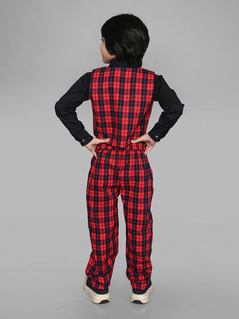 Red & Black Check  Suit Boys Co-ord sets