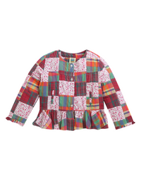 Multicolor Button Closure Two Pockets Girls Jacket