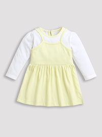 Yellow & White Full Sleeve Baby Girl Dress