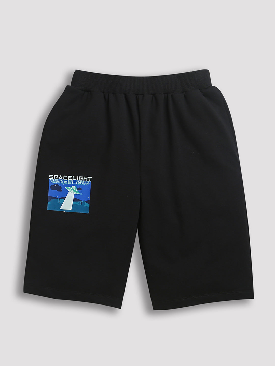 Pack of 2 Black-Space Light & Sky Blue-Dog Spacs Print Cotton Shorts