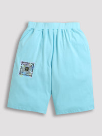 Pack of 2 Sky Blue-Illusion & Red-Game Over Print Cotton Shorts