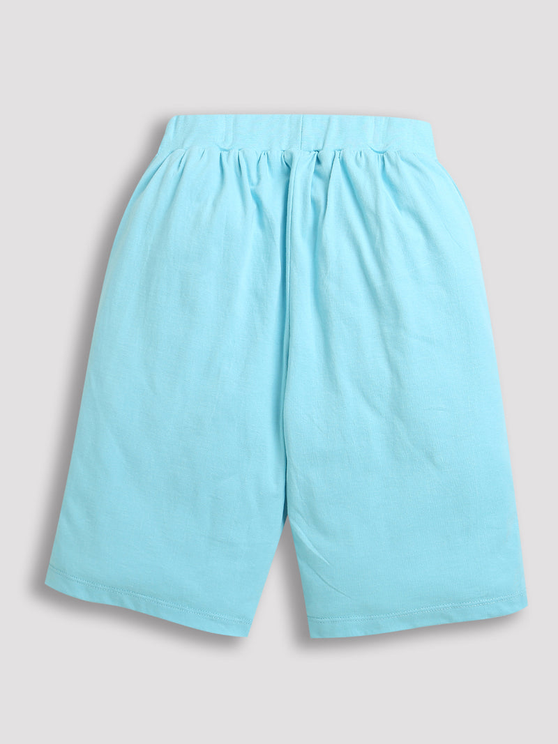 Pack of 2 Sky Blue-Illusion & Red-Game Over Print Cotton Shorts