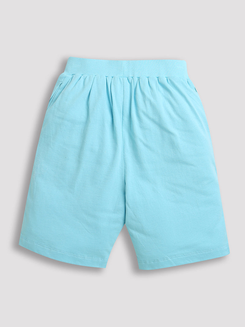 Pack of 2 Mint Green-Sun Surf IceCream & Sky Blue-Gamer Print Cotton Shorts