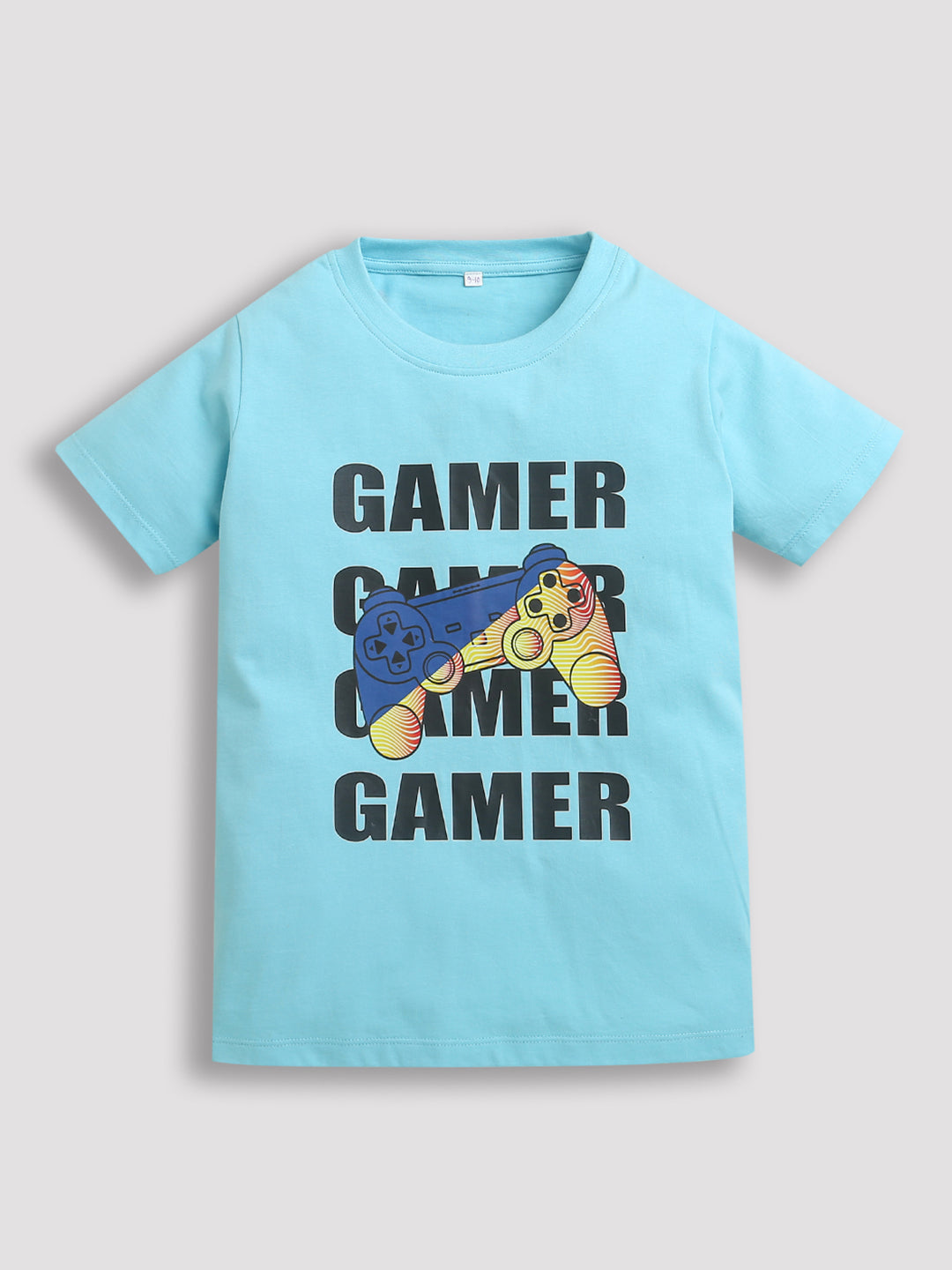 Pack of 2 Sky Blue-Gamer & Navy Blue-Born To Play Print Cotton T-shirt