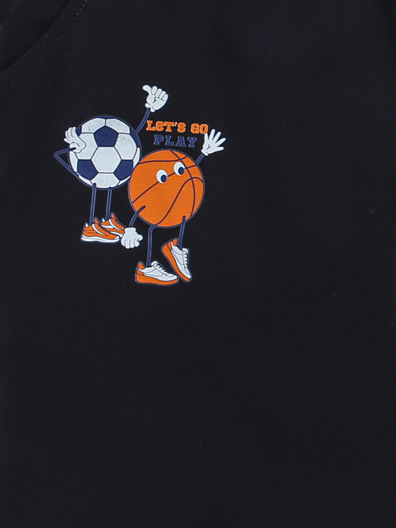 Pack of 2 Black-Football Basketball & Sky Blue-Infinity Print Cotton Shorts