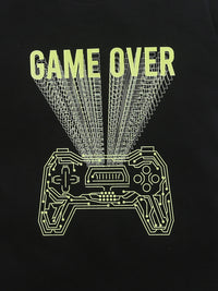 Pack of 2 Black-Game Over & Navy Blue-BasketBall FootBall Print Cotton T-shirt