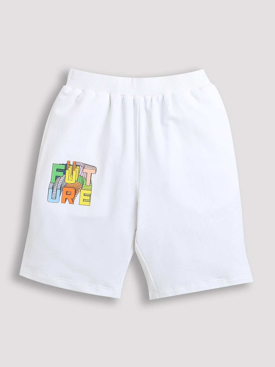 Pack of 2 Black-Wohoo & White-Future Print Cotton Shorts