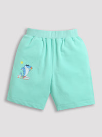 Pack of 2 Mint Green-Sun Surf IceCream & Sky Blue-Gamer Print Cotton Shorts