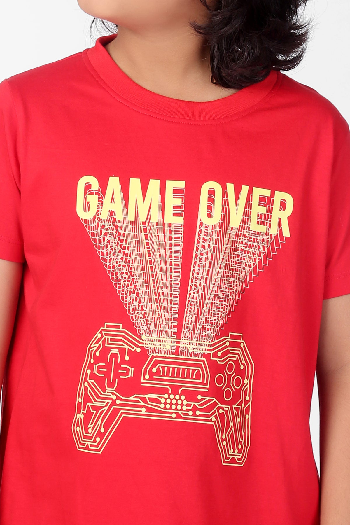 Red Game Over Print Half Sleeve Boys T-shirt