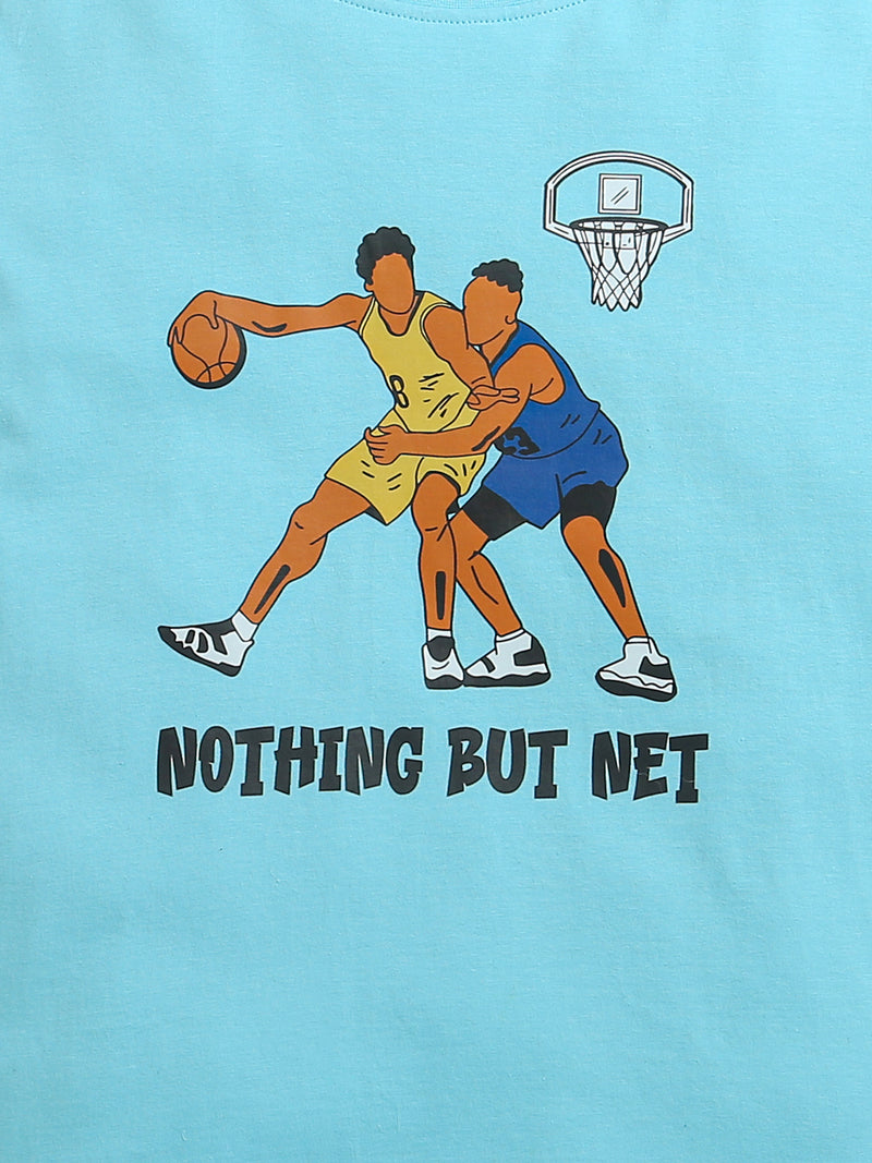 Pack of 2 Sky Blue-Player with Basket Ball & Mint Green-Strive To Be Better Print Cotton T-shirt